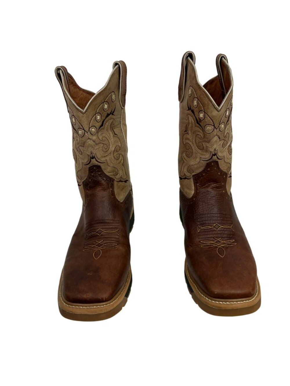 Soto Boots Western Broad Square Toe Embroidered Leather Cowboy Work Boots Mens B - Picture 2 of 13